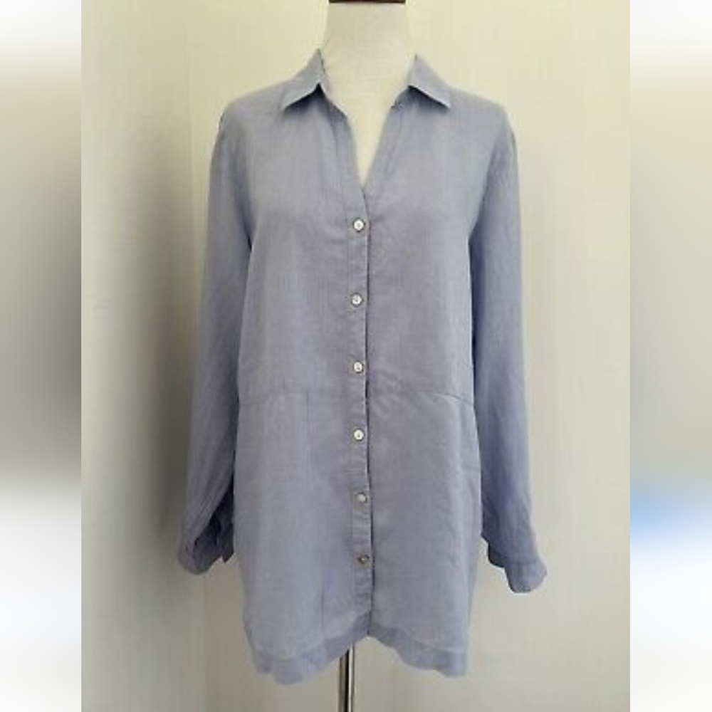 J. Jill Love Linen button down roll tab Tunic Top